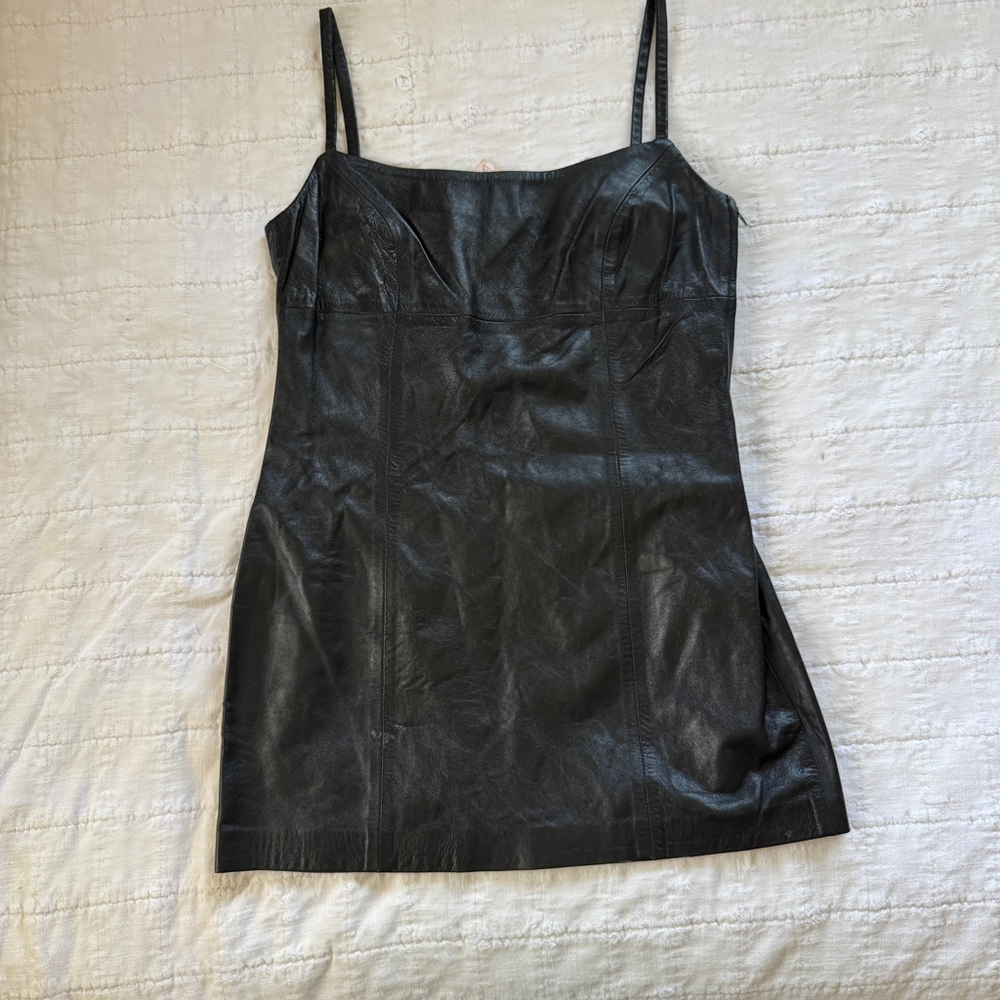 Guess VTG NWT 100% Leather Mini / Party Dress • Size: “L” (fits like a S or 4)